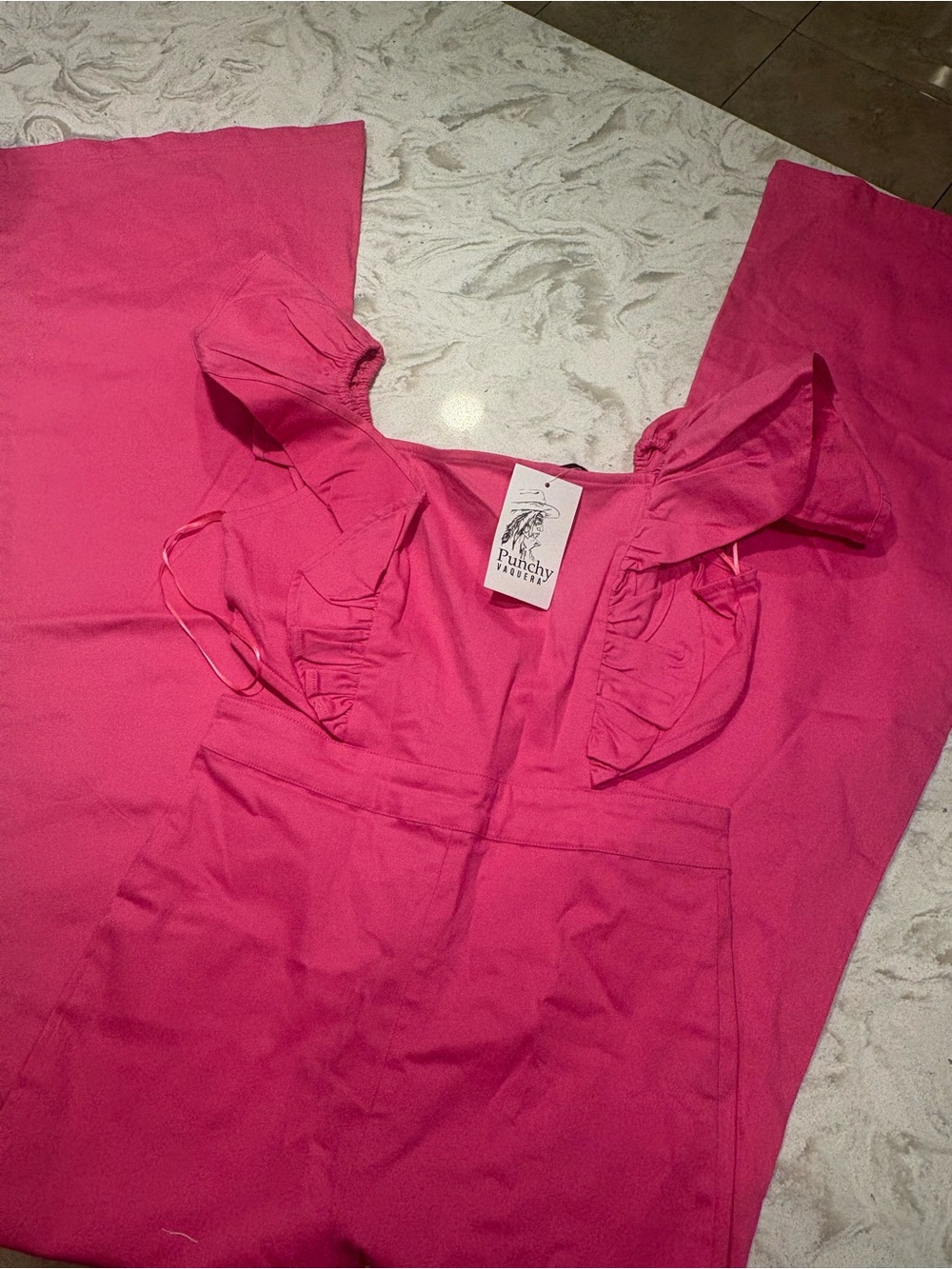 Bright Pink Ruffle Sleeve Dress - Punchy Boutique